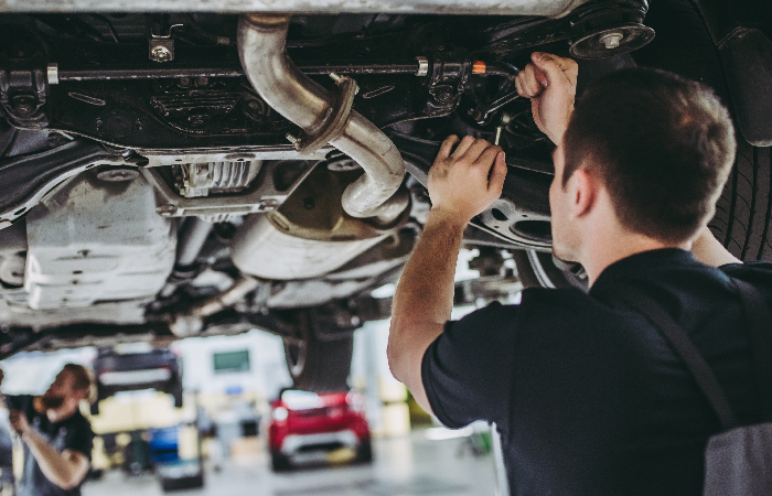 Vehicle repair work in progress